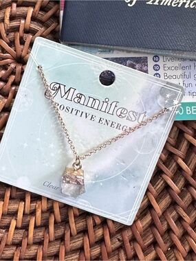 Manifest Positive Energy Clear Quartz Pendant Necklace New